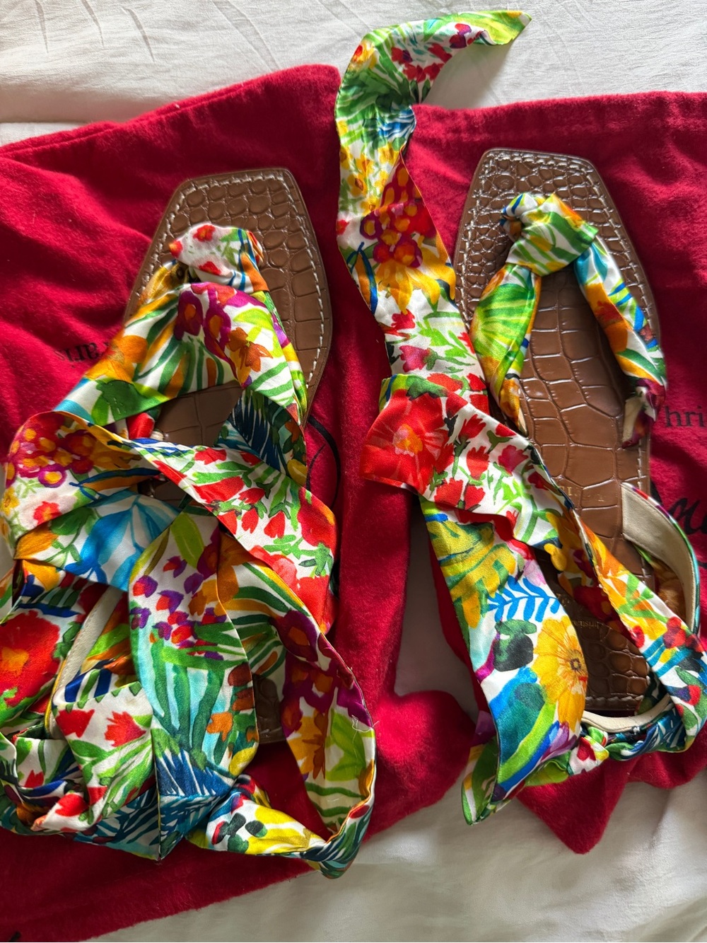 Christian Louboutin Multicolor Floral Wrap Sandals